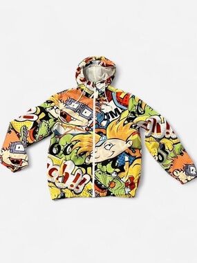 Mens Members Only 90’s Cartoon Hooded Zip-Up Jacket - Multi-Color